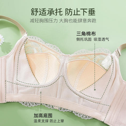 雅黛丽薄款内衣女收副乳聚拢防下垂胸罩性感蕾丝撞色显胸小女文胸 商品图1