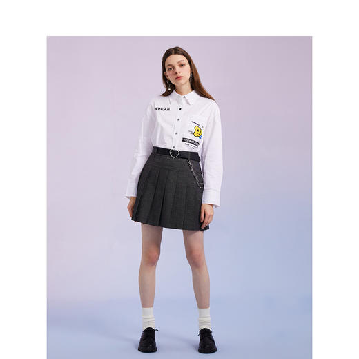 TeenieWeenie小熊2022新款春学院风百褶半身裙女A字高腰显瘦短裙TTWH221202T 商品图3