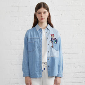 TeenieWeenie小熊复古学院风牛仔衬衫薄款TTYP221208P