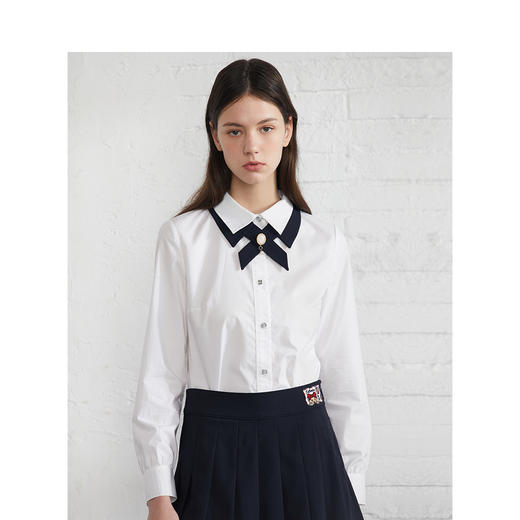 TeenieWeenie小熊2022夏白色衬衫长袖衬衣设计感小众TTYA222302P 商品图1