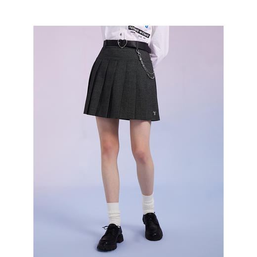 TeenieWeenie小熊2022新款春学院风百褶半身裙女A字高腰显瘦短裙TTWH221202T 商品图1