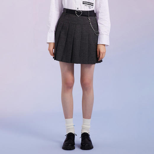 TeenieWeenie小熊2022新款春学院风百褶半身裙女A字高腰显瘦短裙TTWH221202T 商品图0