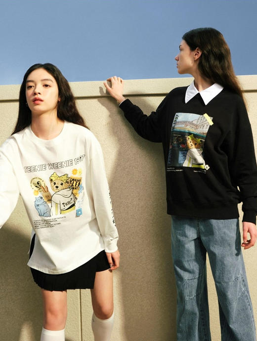 TeenieWeenie小熊圆领套头印花卫衣宽松韩版上衣女装22春夏新款TTMA222304T 商品图1