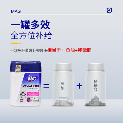 U+系列 MAG【卵磷脂】猫咪专用鱼籽酱磷虾蛋黄卵磷脂 猫用鱼油软磷脂美毛700g/瓶 商品图2