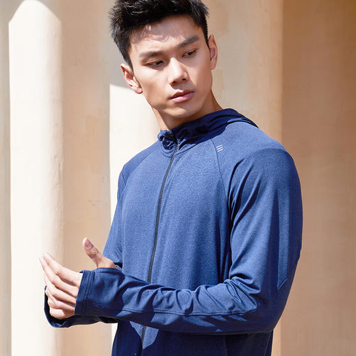 春季新款运动长袖拉链开衫恤速干透气吸湿排汗连帽T恤 浅花灰 165/84A 商品图0