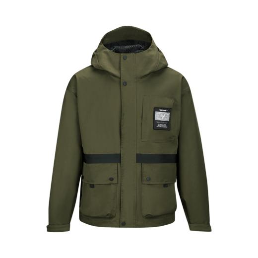 连帽科技面料防风防水防污工装外套百搭四级防水风衣男士休闲冲锋衣 军绿色 165/84A 商品图9