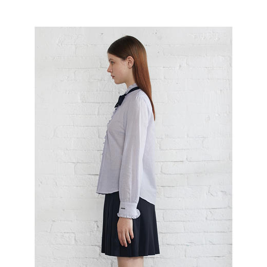 TeenieWeenie小熊22春新款木耳边长袖衬衫设计感衬衣甜美气质女装TTYS222301P 商品图2