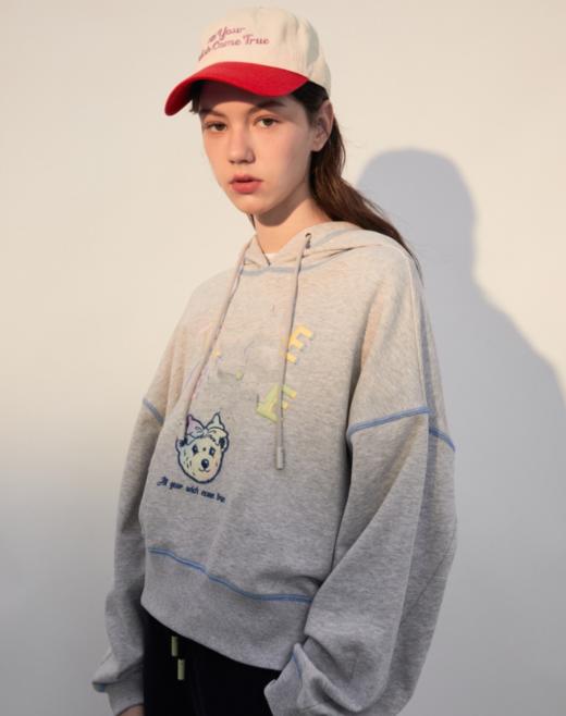 TeenieWeenie小熊春夏新款刺绣字母短款韩版宽松显瘦连帽卫衣TTMW221102T 商品图3