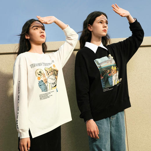 TeenieWeenie小熊圆领套头印花卫衣宽松韩版上衣女装22春夏新款TTMA222304T 商品图0