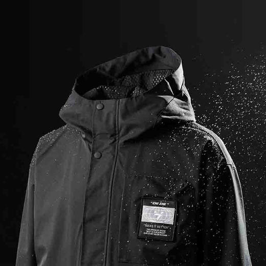 连帽科技面料防风防水防污工装外套百搭四级防水风衣男士休闲冲锋衣 军绿色 165/84A 商品图5