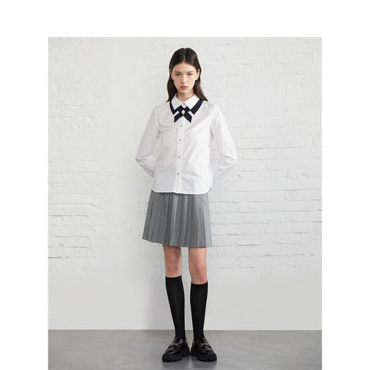 TeenieWeenie小熊2022夏白色衬衫长袖衬衣设计感小众TTYA222302P 商品图4