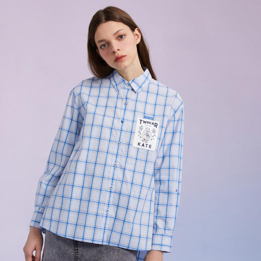 TeenieWeenie小熊2022夏季格纹衬衫学院风长袖衬衣TTYC222301T 商品图0