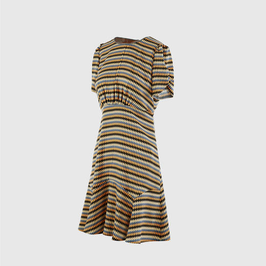 圆领珍珠链装饰连衣裙 商品图1