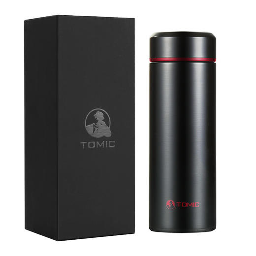 特美刻TOMIC银杯999银内胆保温杯男士高档商务茶杯1066S黑色430ML 商品图0