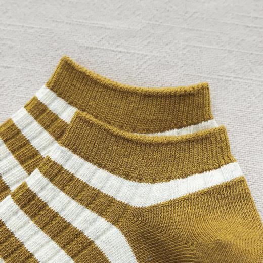 【女士粗条纹船袜】日式简约无印春夏款长绒棉双针条纹款女式高筒船袜良品休闲女袜 商品图5