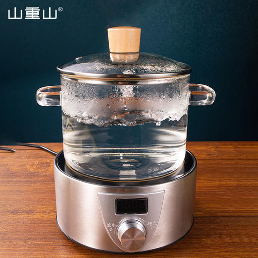 山重山家用炖锅加厚汤锅透明玻璃煲带盖碗婴儿辅食锅双耳高硼硅小奶锅泡面汤碗微波炉加热 1600ml双耳炖锅 商品图5