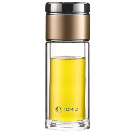 特美刻（TOMIC）茶水分离杯双层隔热玻璃杯迷你便携泡茶杯带过滤水杯特美赢杯TG80716 金色 230ML 商品图0