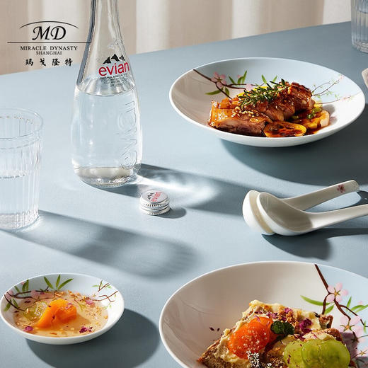 【6F】玛戈隆特 4人骨瓷餐具套装碗碟套装 轻奢中式家用碗盘碟 礼盒包装 20头雨花轩 20头（4人份） 商品图4