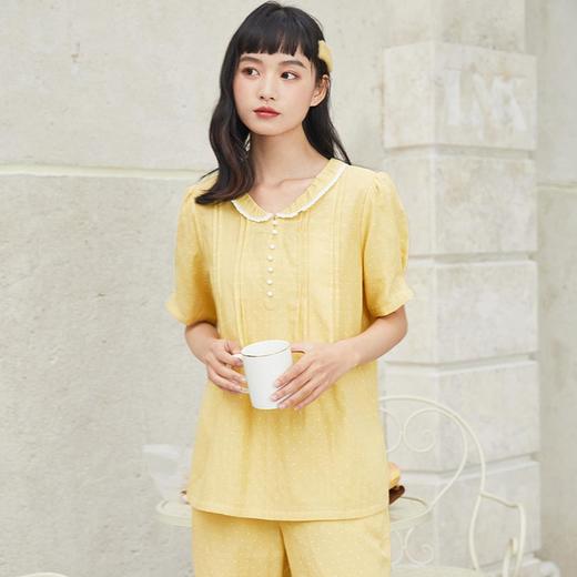 3楼 美标新款纯棉复古波点女短袖套装家居服64783 商品图2