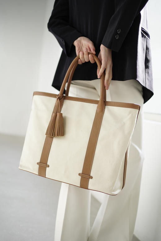 Umber Shade | Tote bag [帆布拼牛皮拎包] 商品图0