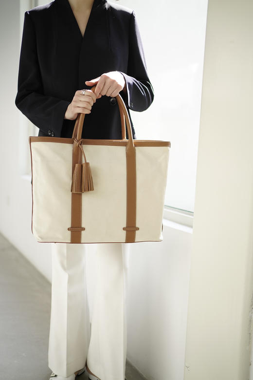 Umber Shade | Tote bag [帆布拼牛皮拎包] 商品图1