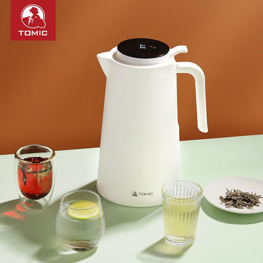 特美刻TOMIC智能保温壶家用办公热水瓶1.5L大容量玻璃内胆保温水壶按压式开水瓶暖水壶特美赢杯 TJ10010 白色 商品图1