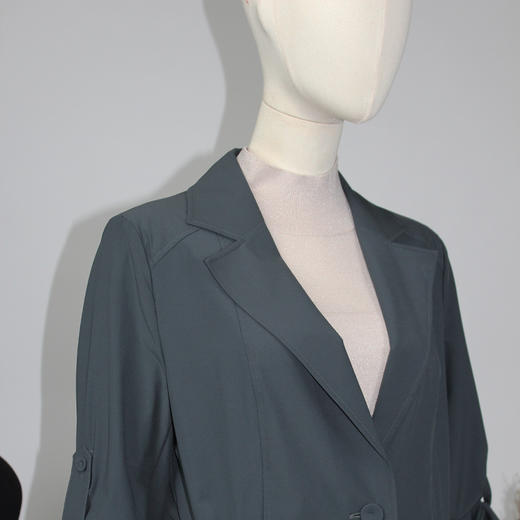 FOCALS福柯斯女装新款修身七分袖西装领短款风衣外套FRGAF158 商品图3