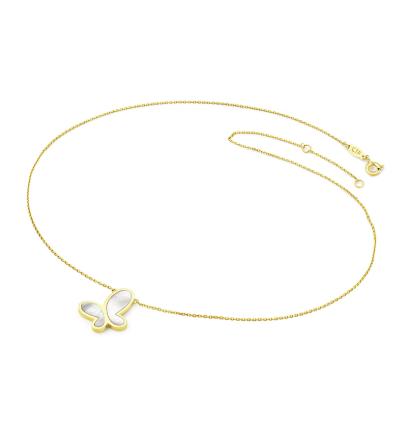 周大福无敌蝴蝶白贝母22K金项链V110844 商品图3