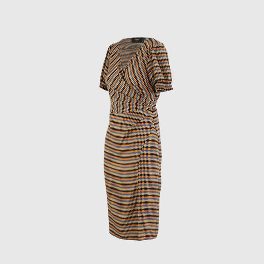 斜抄领后背松紧气质连衣裙 商品图2