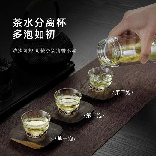 特美刻（TOMIC）玻璃杯茶水分离杯家用双层玻璃水杯便携商务办公泡茶杯 TG80703 黑色400ML 商品图7