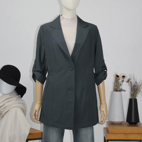 FOCALS福柯斯女装新款修身七分袖西装领短款风衣外套FRGAF158