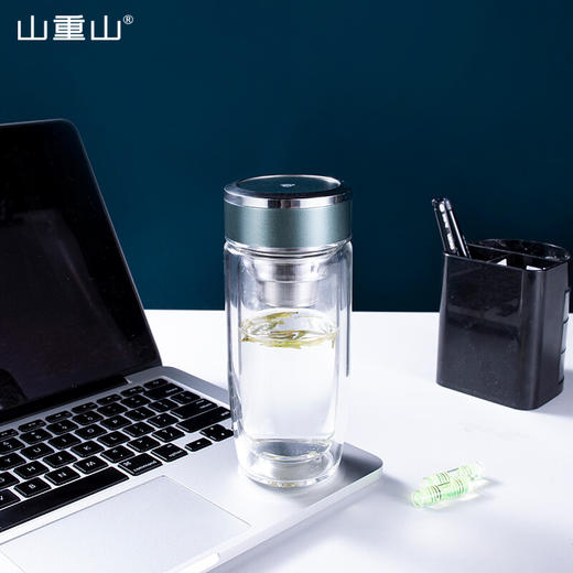山重山玻璃杯双层耐热便携高档保温水杯女透明创意男士水晶泡茶茶水分离杯子 （圆通）双层随手杯320ml 商品图4