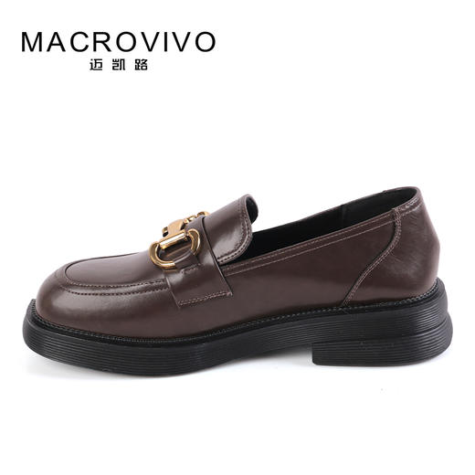 迈凯路时尚英伦风金属扣百搭一脚蹬平底乐福鞋19010 商品图0