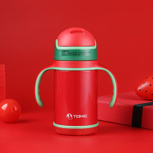 TOMIC特美刻乐茶杯保温杯 儿童吸管保温杯带手柄防漏水杯 TWL1285 260ml 亮红色 商品图1