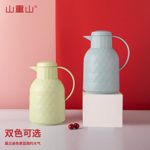 山重山保温壶家用大容量真空热水瓶暖水壶按压式玻璃内胆热水壶保温瓶9107福多多 绿1000ml 发圆通 商品图3