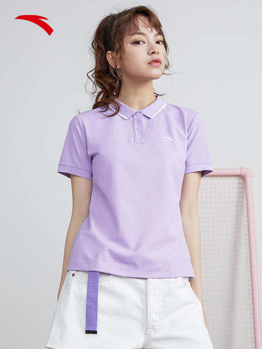 安踏短袖t恤女2022夏季新款纯色简约上衣宽松透气女上装162228144-1/2/3 商品图2