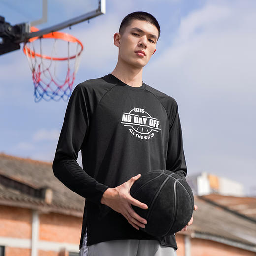 无休 UZIS速干长袖男夏季透气网眼宽松冰丝T恤健身篮球上衣[不熄] 商品图2