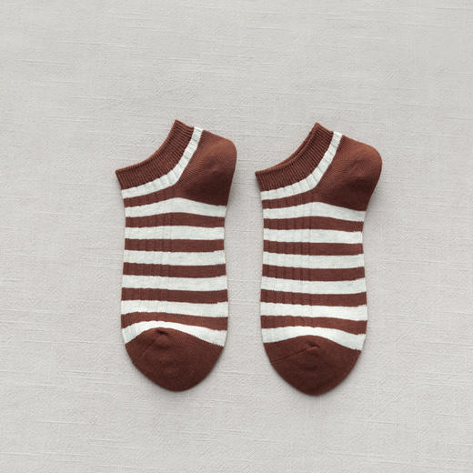 【女士粗条纹船袜】日式简约无印春夏款长绒棉双针条纹款女式高筒船袜良品休闲女袜 商品图4
