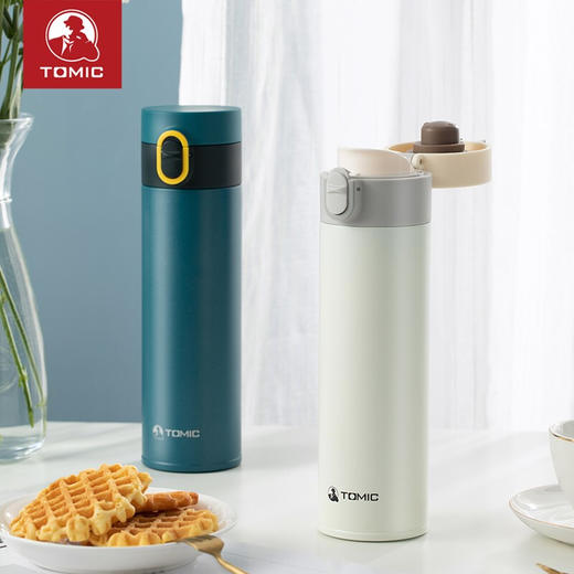 特美刻（TOMIC）保温杯男女士弹跳盖316不锈钢时尚轻体量真空茶水杯子特美赢杯 TW00015 雅白420ML 商品图0