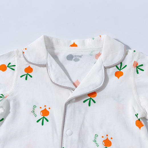 贝贝怡夏季新品女宝短袖前开扣连体衣可爱宝宝睡衣 商品图4