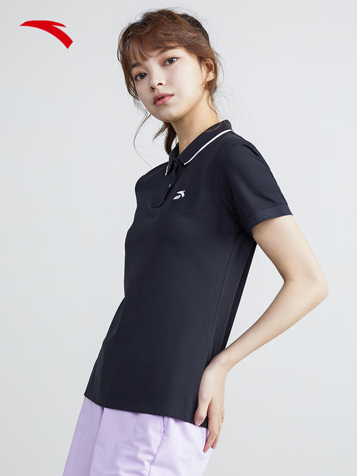 安踏短袖t恤女2022夏季新款纯色简约上衣宽松透气女上装162228144-1/2/3 商品图3