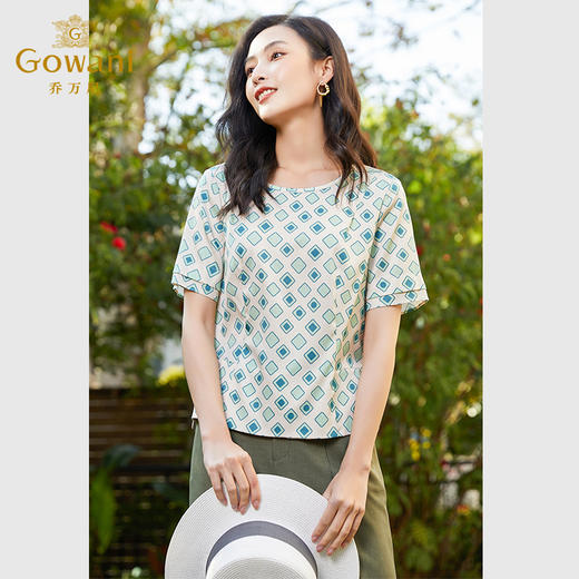 乔万尼真丝衬衫女新款重磅桑蚕丝高端短袖上衣EF2C308 商品图2