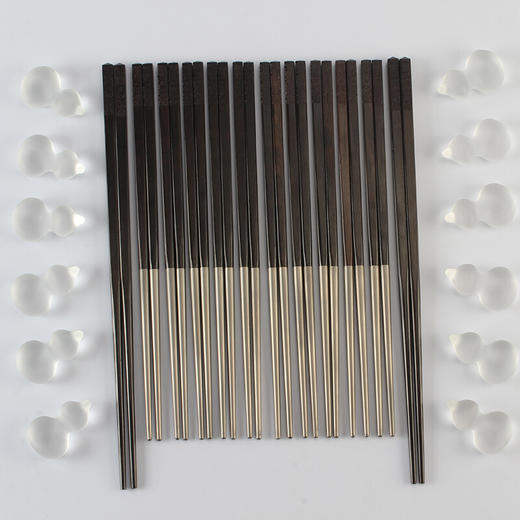 清朴堂-府宴 黑酸枝纯钛圆筷子 尊贵奢侈收藏礼品盒套装合金筷子 礼品定制寿宴婚宴礼物纪念品 2.0黑乌木+筷架 商品图2