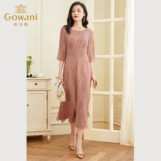 乔万尼印花真丝连衣裙高档中长款重工乔其纱轻款EF2E309 商品图3