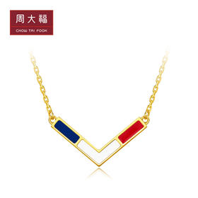 周大福17916宸系列22K金烧青三色项链NU2058