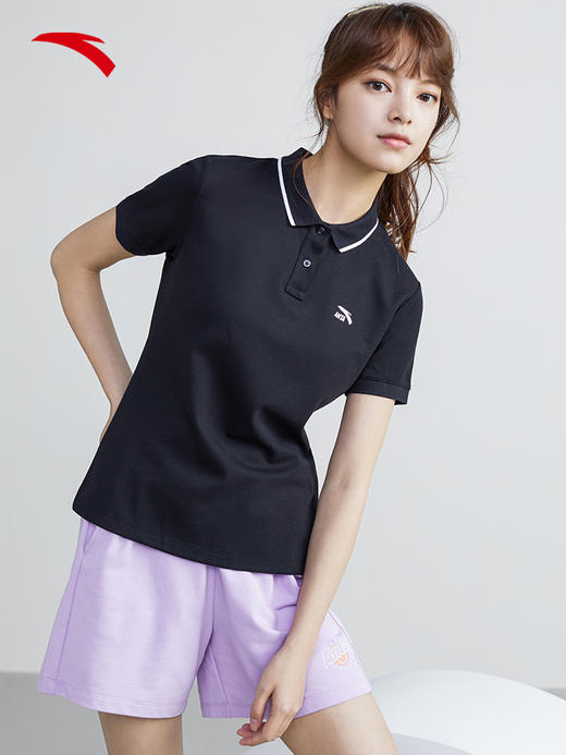 安踏短袖t恤女2022夏季新款纯色简约上衣宽松透气女上装162228144-1/2/3 商品图4