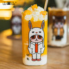 山重山（MOM）玻璃杯子女生水杯喝水牛奶杯家用网红咖啡杯 高颜值ins风 卯（兔）400ml耐高温可微波 商品缩略图0