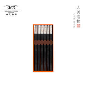 【6F】玛戈隆特 6头黄金珐琅彩骨瓷合金筷子套装6双装家用筷子礼盒装