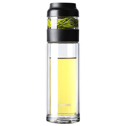 特美刻（TOMIC）玻璃杯双层玻璃杯男女士便携过滤水杯子茶水分离创意随手泡茶特美赢杯 TG82001 280ML 绅士黑 商品图0
