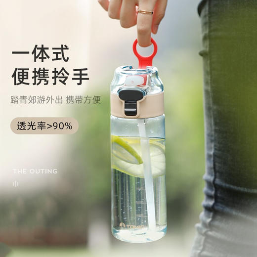 特美刻（TOMIC）塑料杯 运动水杯便携Tritan塑料杯大容量喝水杯子户外健身旅行水壶 TA22001 灰色 商品图3